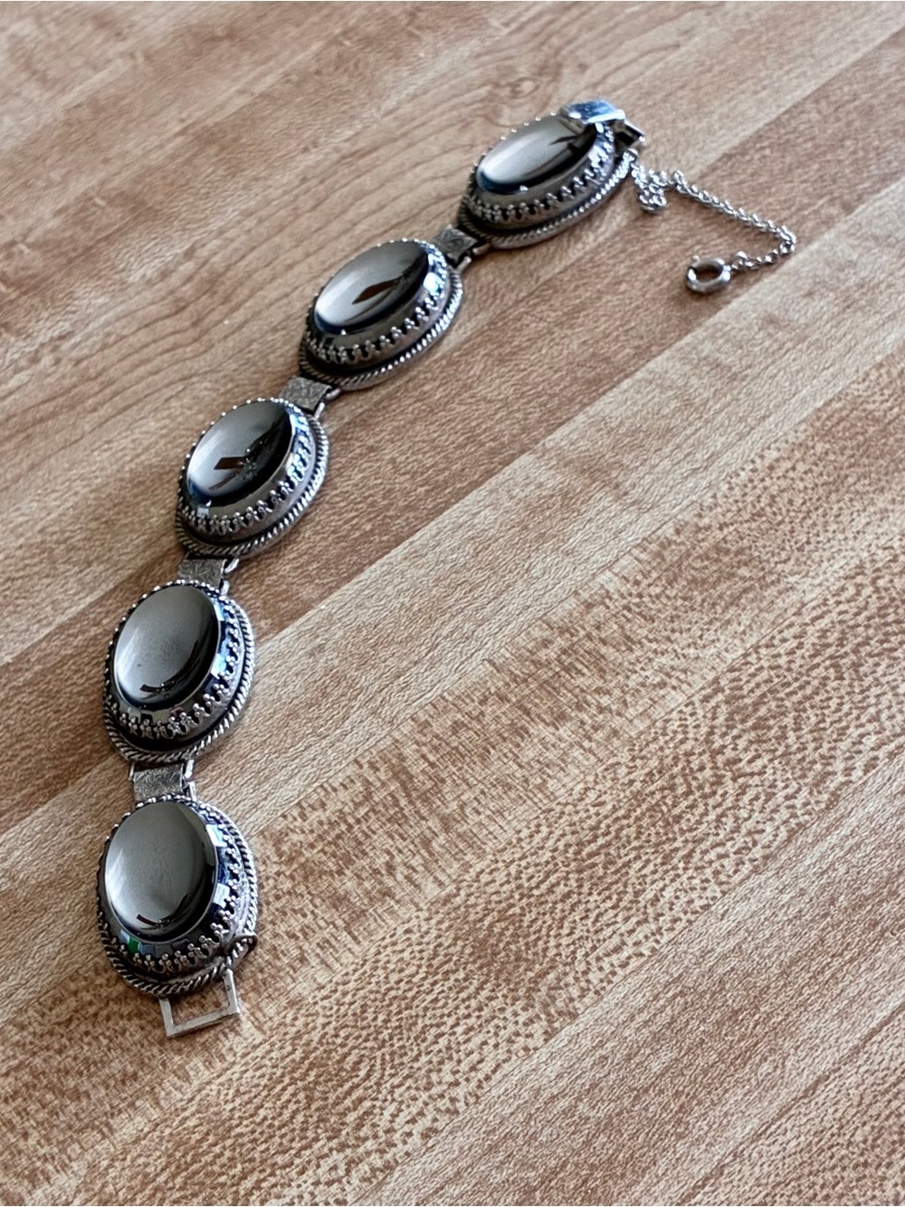 Whitening & Davis 60’s-70’s Hematite Oval Link Bracelet